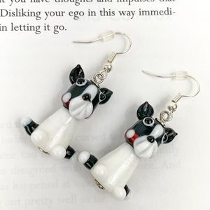 Boston Terrier/French Bulldog Lampwork Bead Earrings